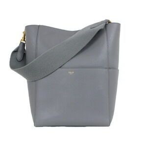 CELINE Sangle Bucket Shoulder Bag Gray Calfskin